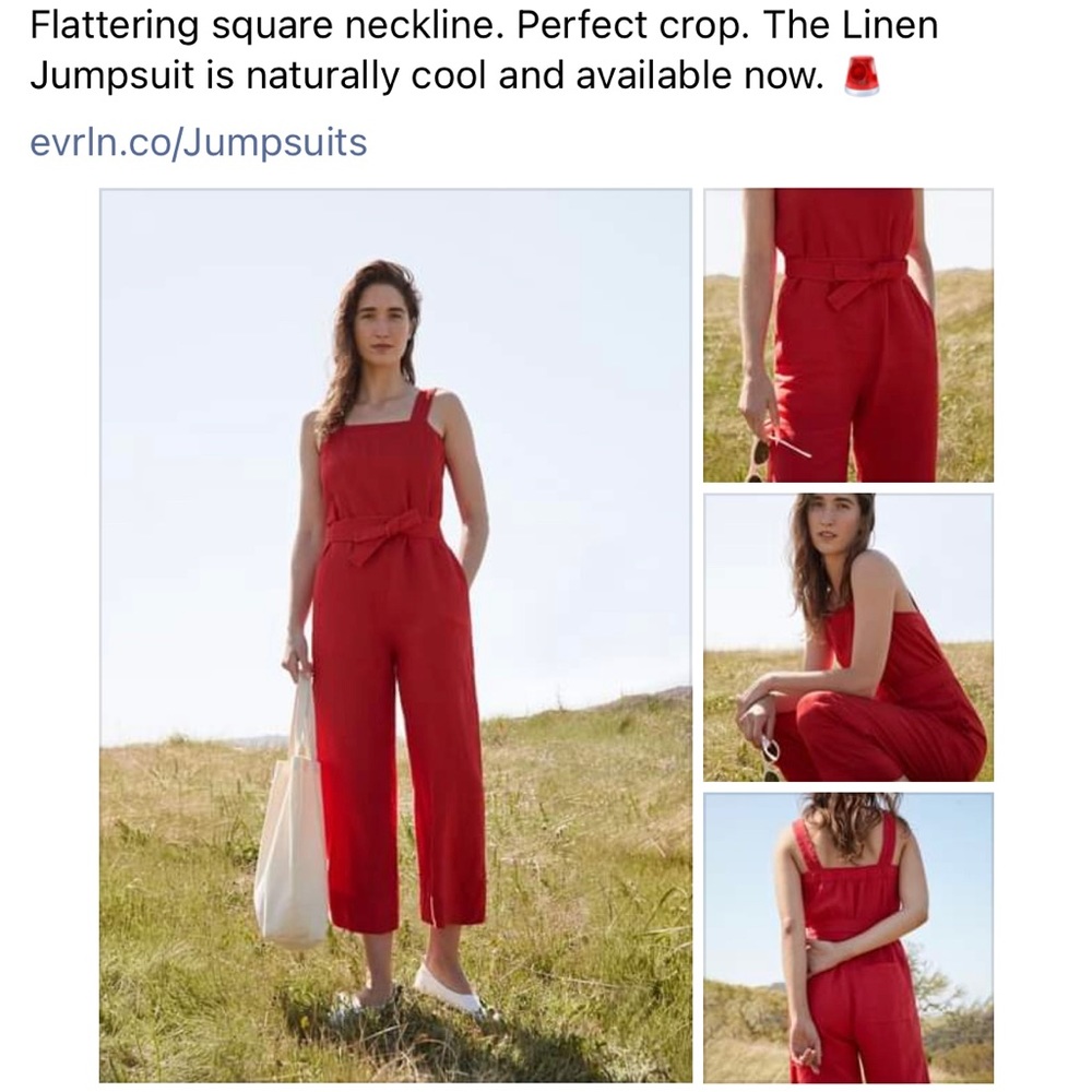 Worn Once Everlane Linen Jumpsuit in Tomato, Size 8